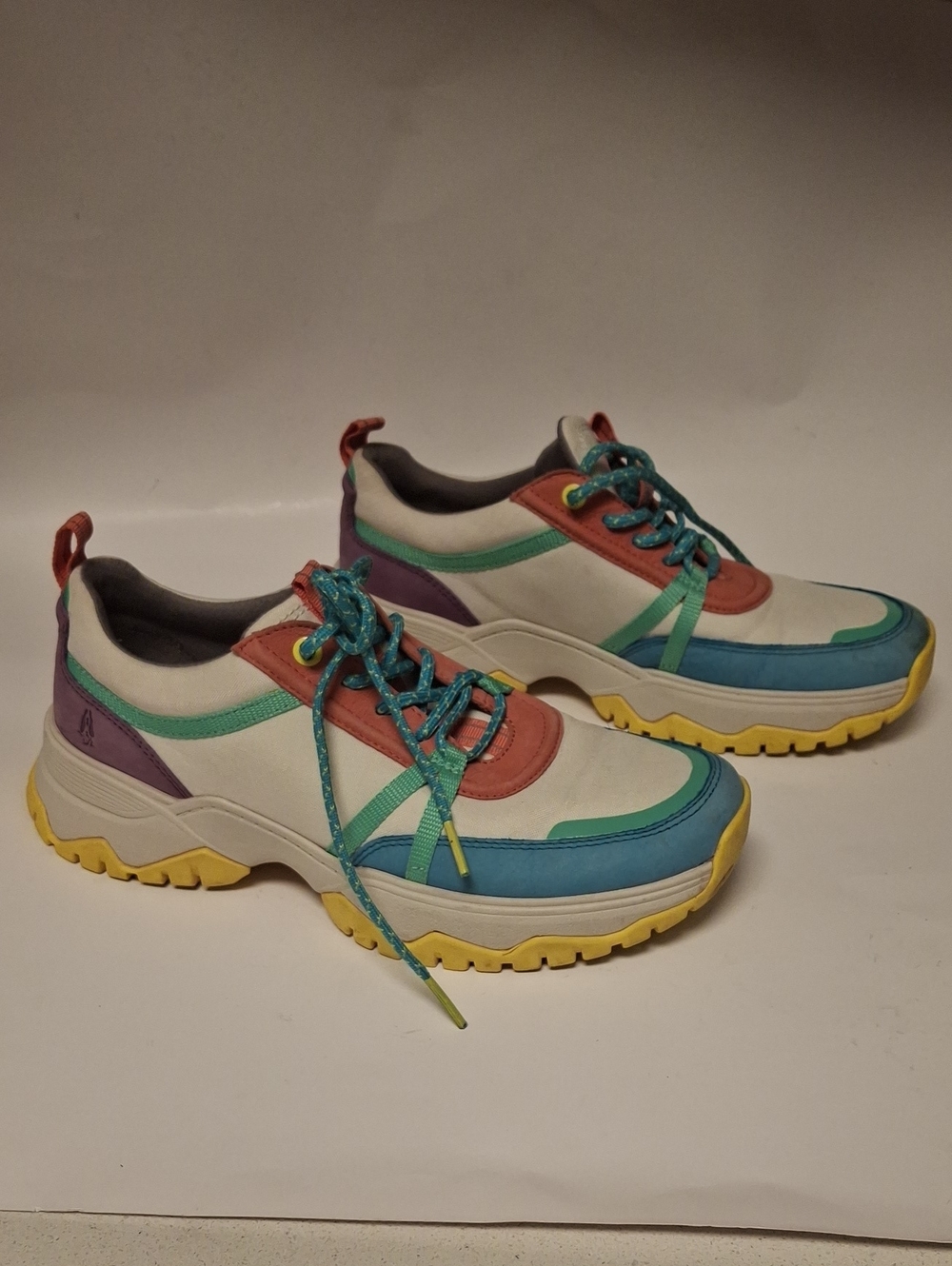 Hush Puppies Multi-Color Women's Chunky Sneakers - White, Teal & Yellow